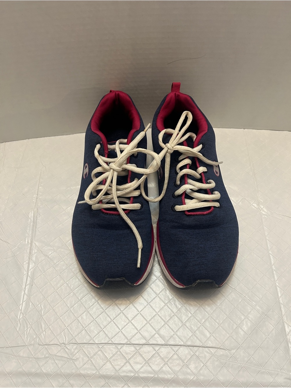 Champion Navy Pink Lace-Up Sneakers Knit Upper Cushioned Footbed Size 7